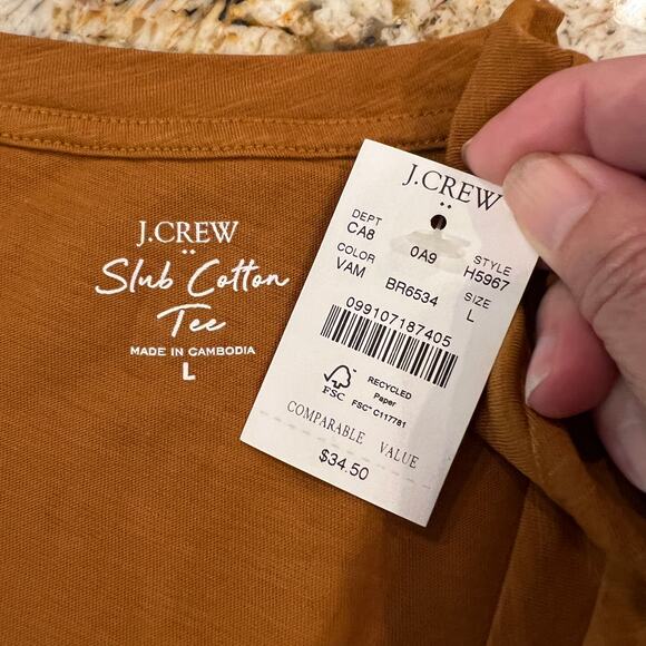 NWT J. Crew Vintage Amber Gold Vintage Slub Cotton V-Neck Tee - Picture 5 of 8